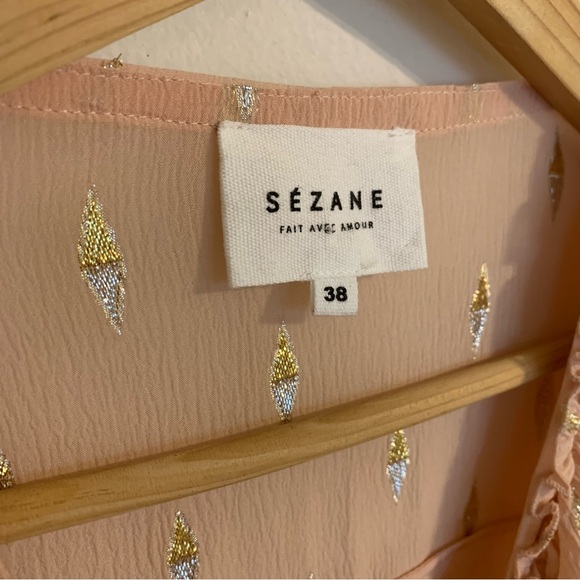 Sezane Izaac Shirt in Rosy Beige Lurex, Size 38/US 6 - Picture 8 of 13